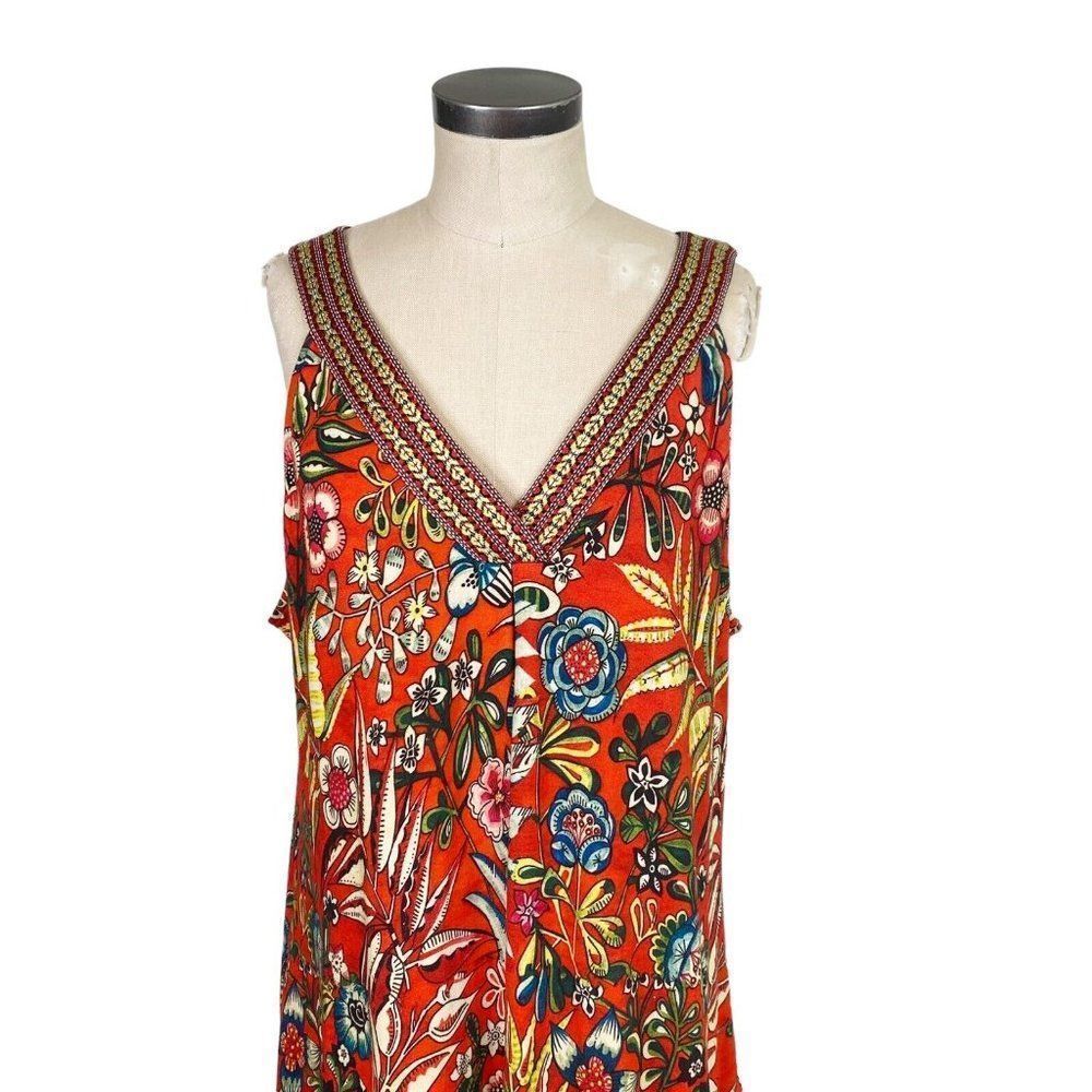 Soft Surroundings Red Floral V-Neck Maxi Dress - Picture 3 of 13